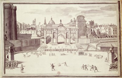 Barricades at Porte Sainte-Antoine, 26th August 1648 by French School